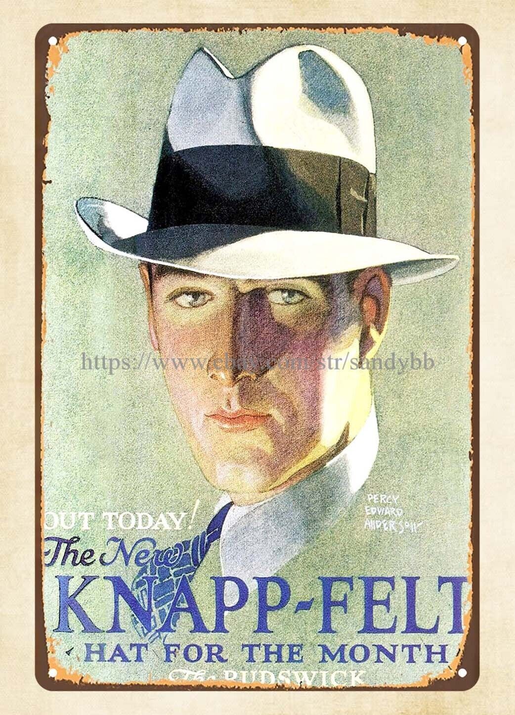 retro tins New Knapp Felt Hat for the Month the Rudswick 1928 metal tin sign