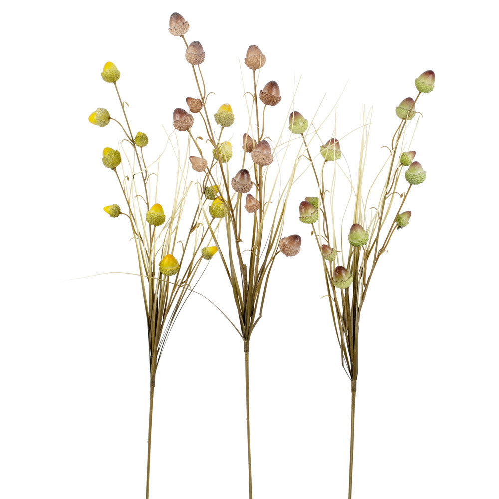 Lot of 4 Assorted Color Artificial Acorn and Grass Embellishing 26&Prime; Sprays