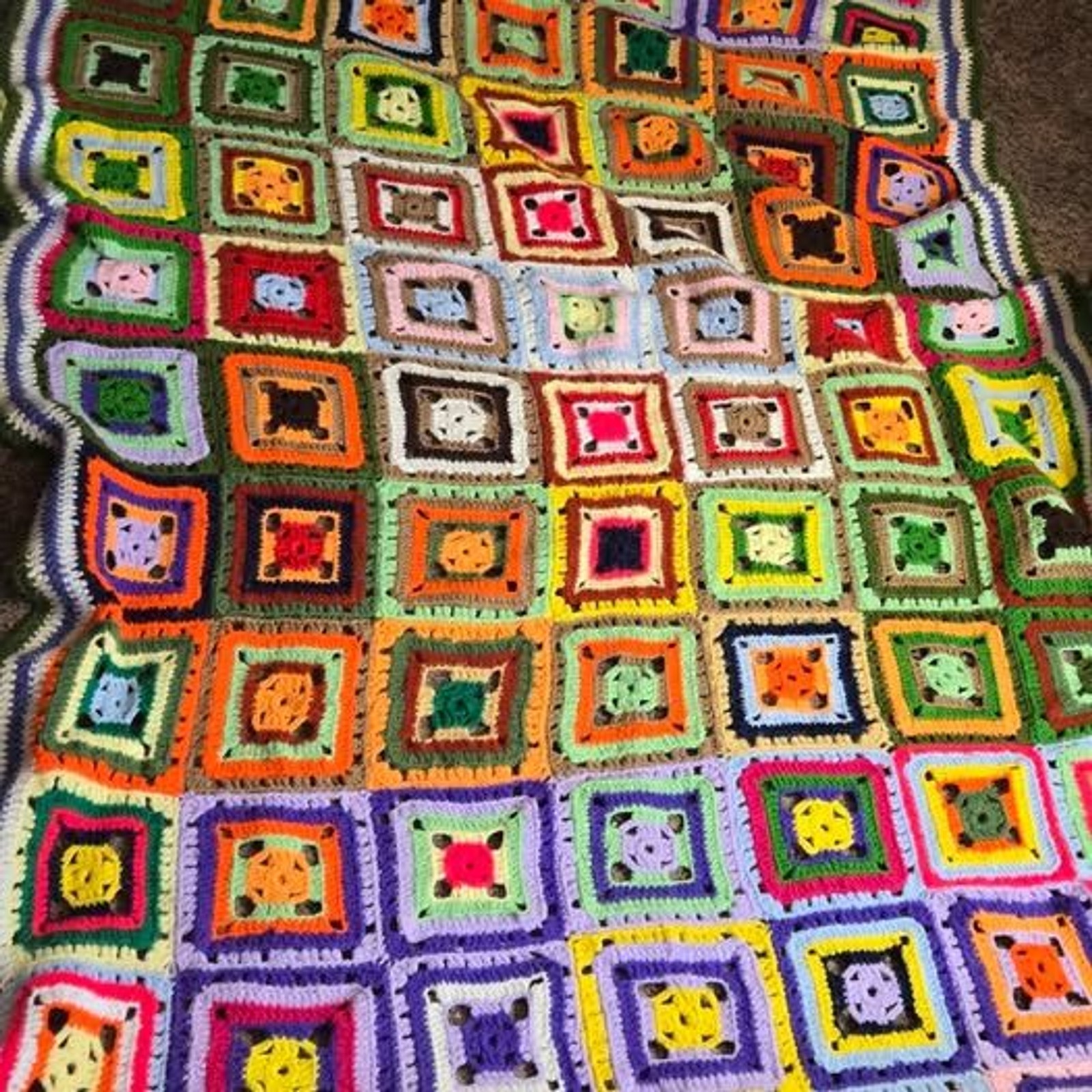Colorful Granny Square Crochet Blanket