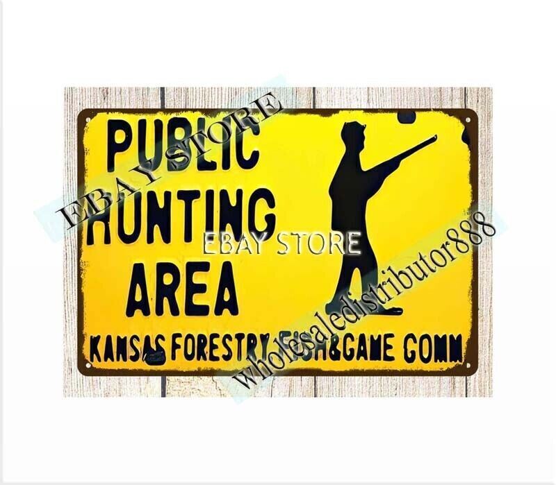KANSAS FISH GAME PUBLIC HUNTING AREA metal tin sign brewery bar