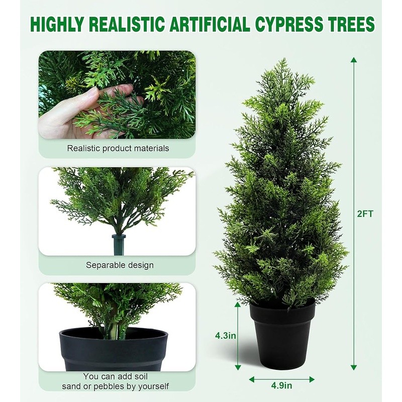 Set of 2 Realistic Cedar Trees Indoor Decoration Bendable Branches Easy Care New