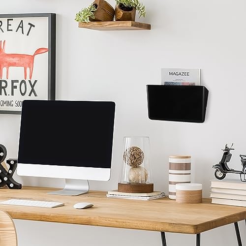 10 Pcs Single Pocket Wall Mount File Holder Black Plastic Wall Pocket with
