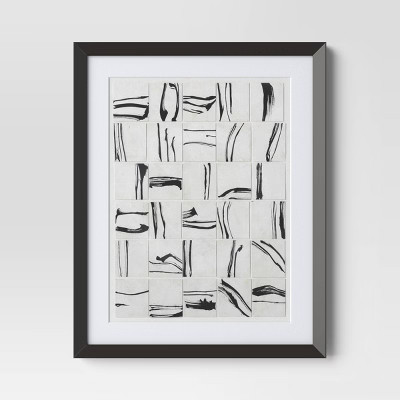 (Set of 2) 16&Prime;x20&Prime; Patterned Lines Abstract Framed Arts Black – Threshold