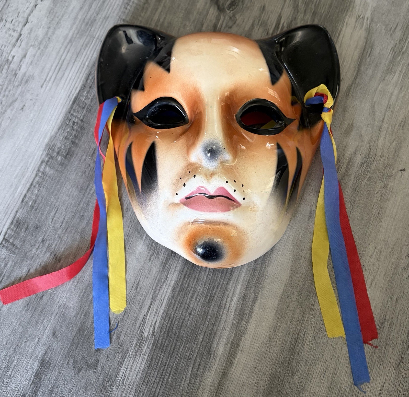 Vintage 1980s Ceramic Cat/Tiger Wall Decorative Mask