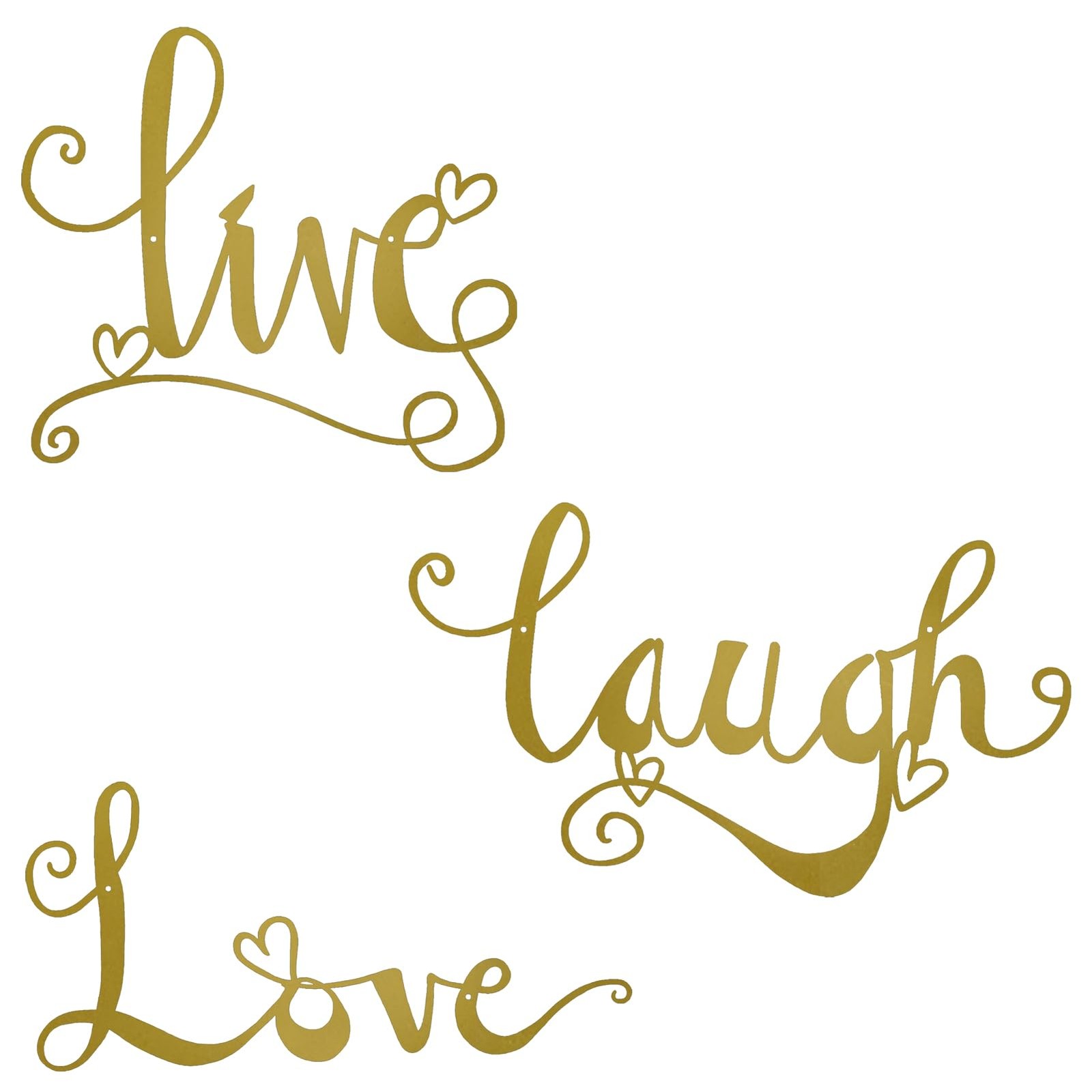 3 Pieces Gold Metal Letter Sign Decor &lsquo;Live Laugh Love&rsquo; WordArt Wall Art Deco…