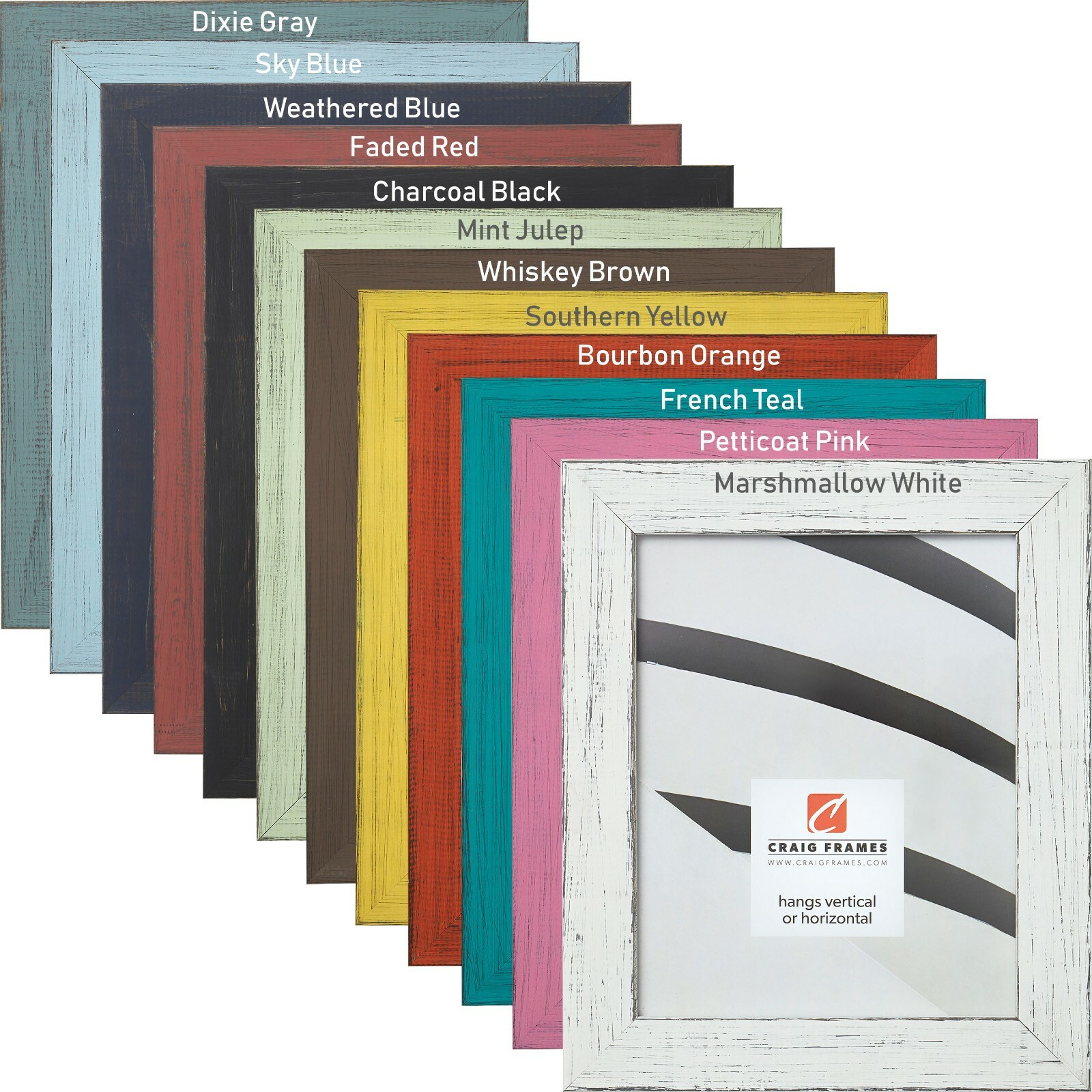 Craig Frames Jasper, Rustic Picture Frame, 1.5&Prime; Wide, Various Colors