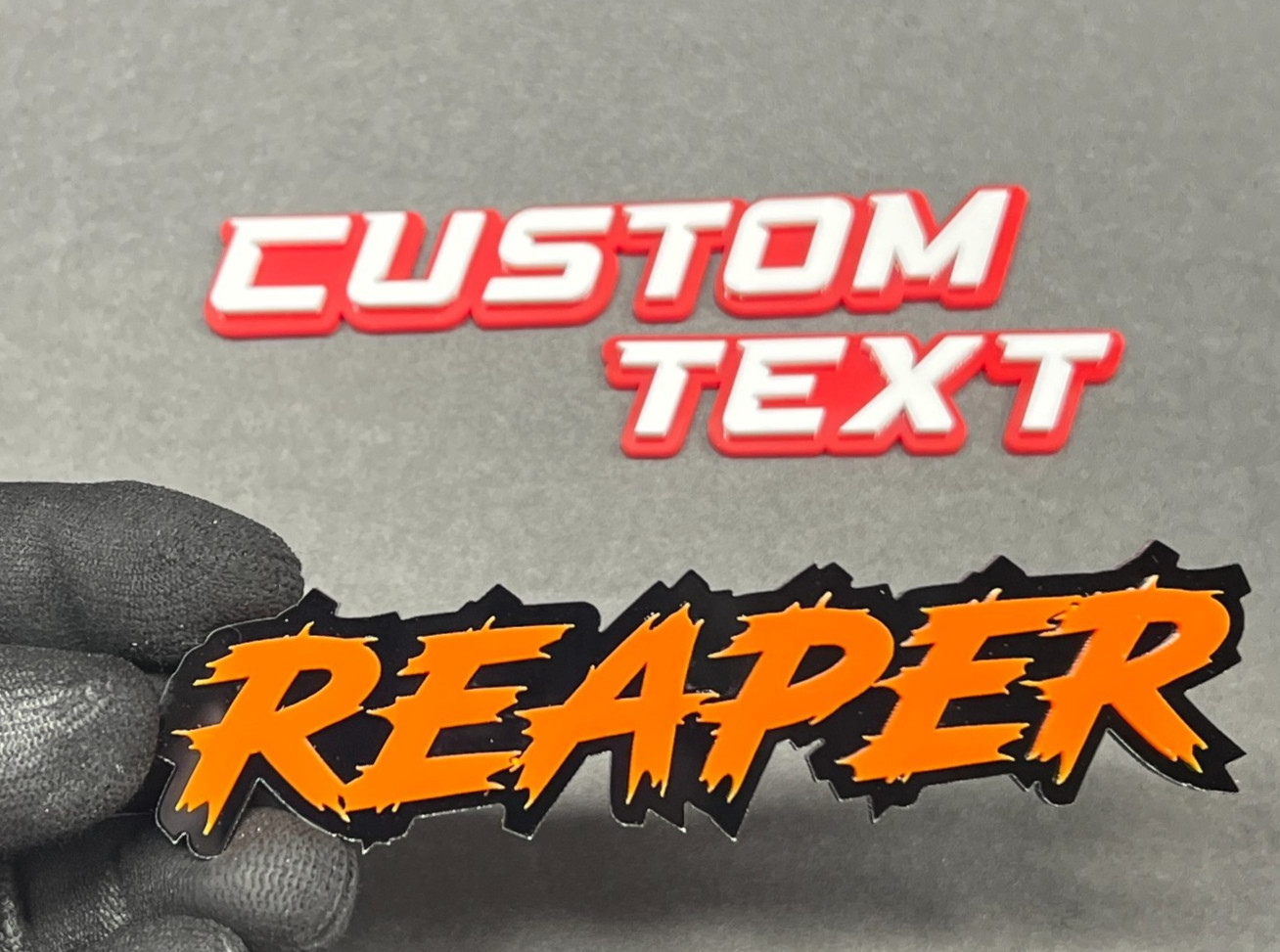 Custom Acrylic Lazer-Cut Car Emblem Badge MULTI COLOR Customized Text Names.