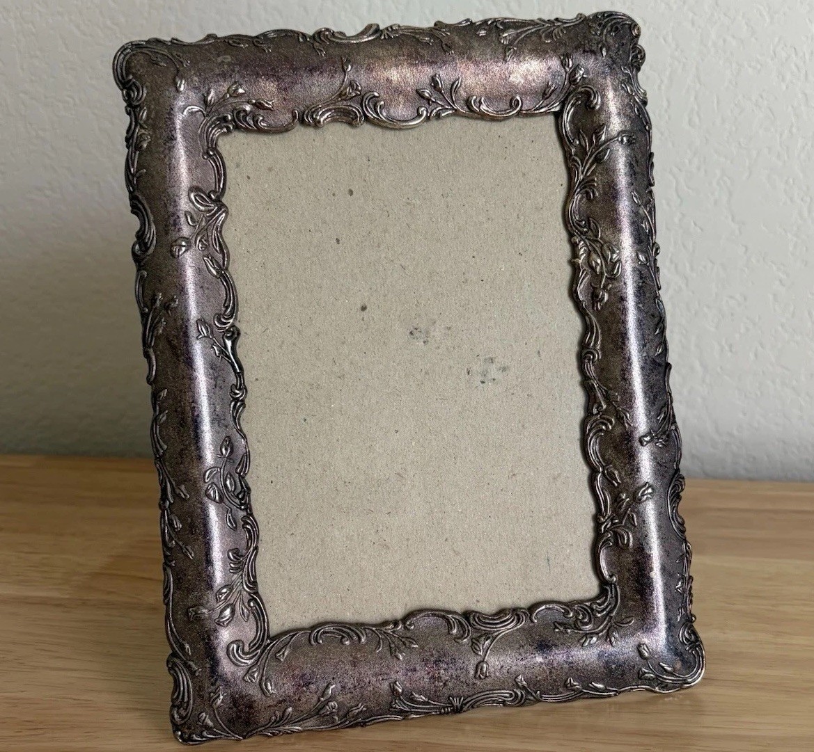 BURNES 5×7 Frame Pewter/Silver/Purple -Toned Metal, Antique Style Picture Frame