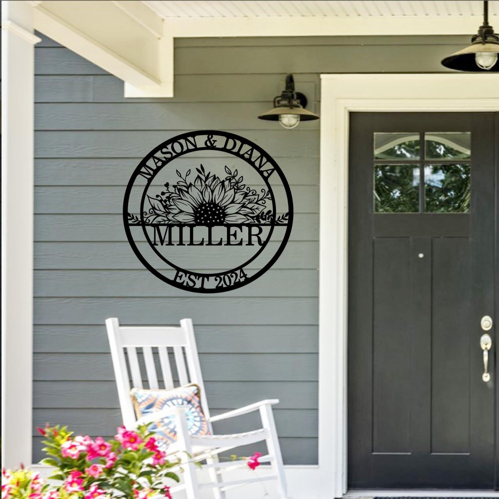 Personalized Sunflower Family Metal Sign, Wedding Anniversary Gift