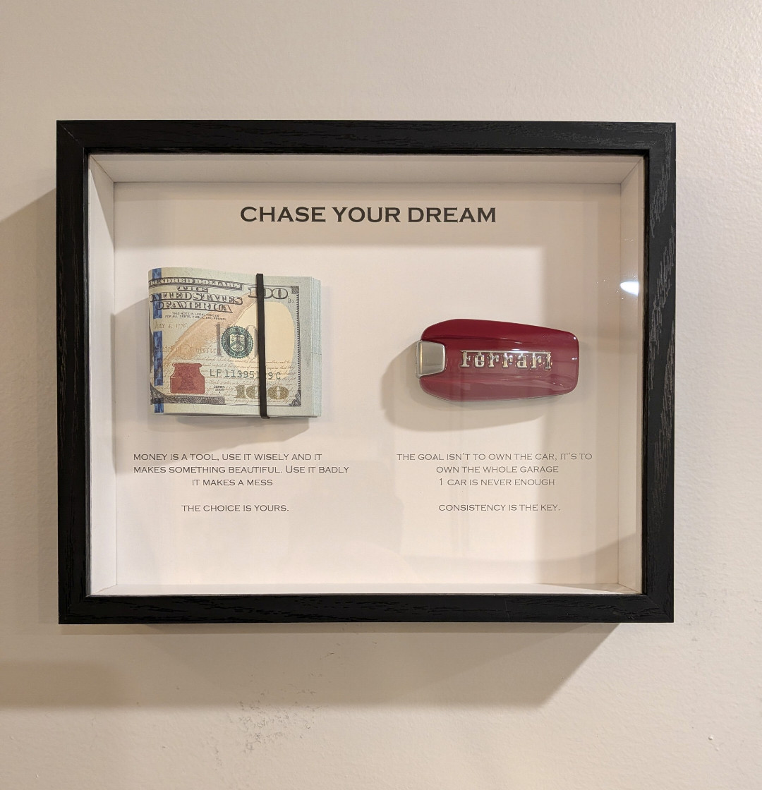 3D Cash Money / Ferrari Key Wall Art Frame 8.75&Prime; x 10.75&Prime;
