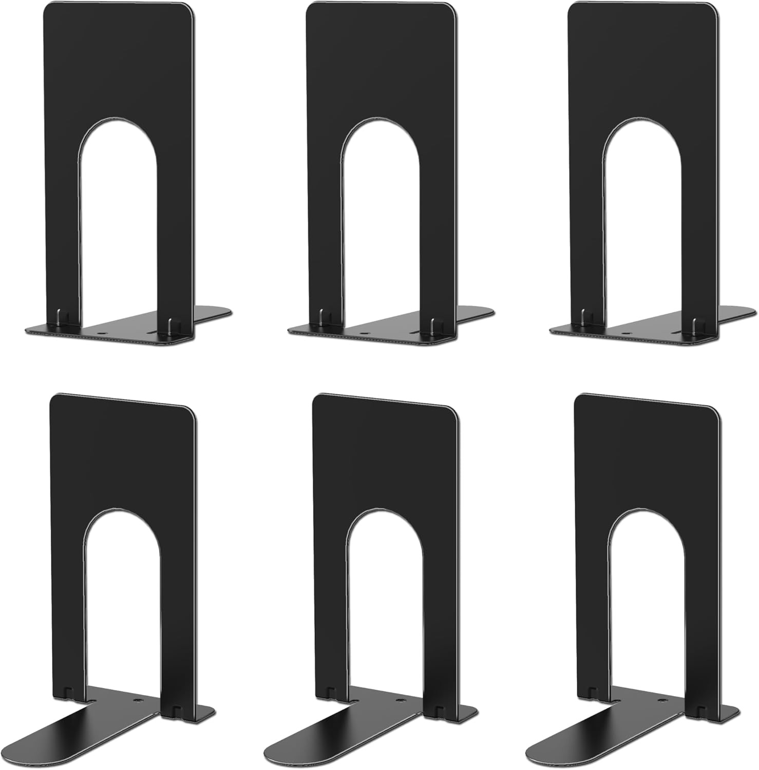 6 Pcs Heavy Duty Metal Bookends for Shelves Book Stoppers for Library