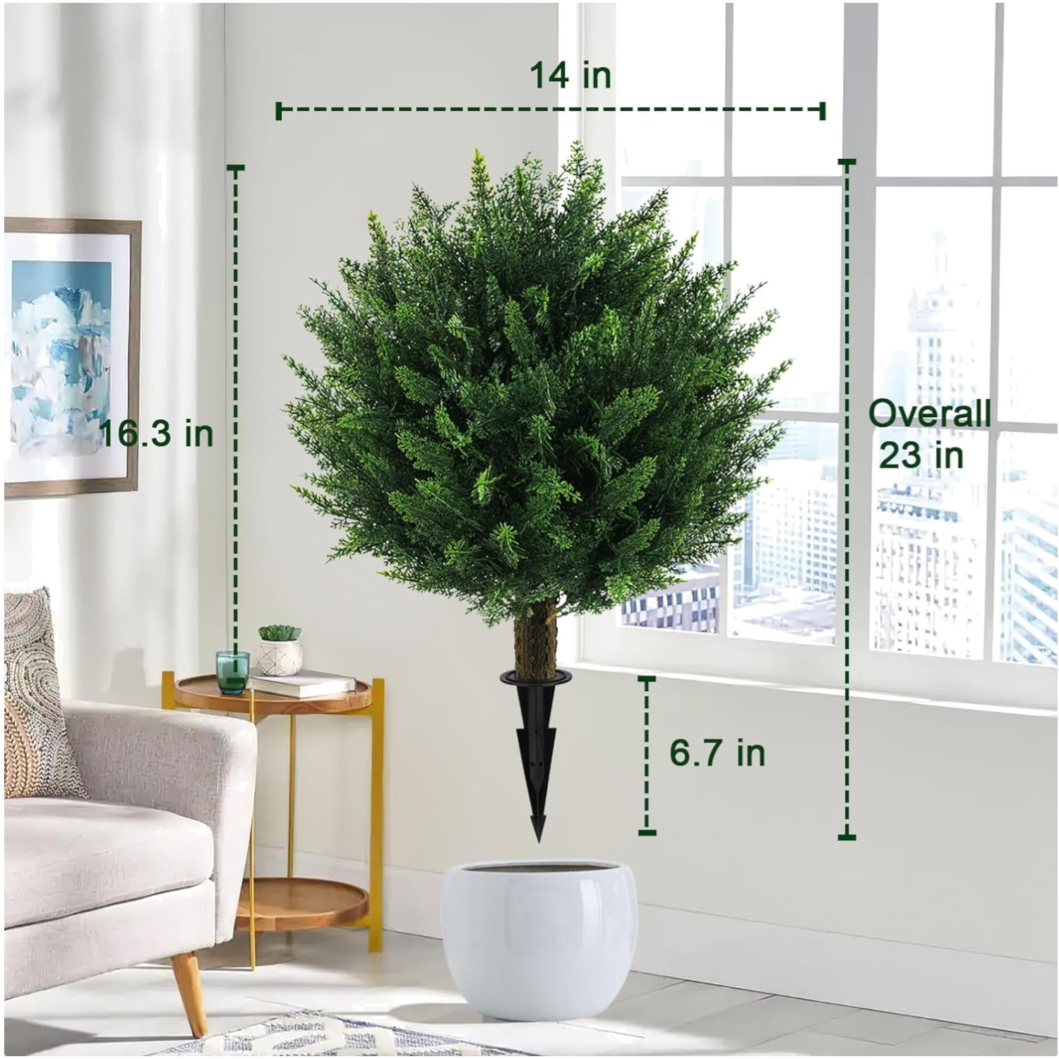 UV Resistant Artificial Cedar Topiary Ball Trees – Set of 2