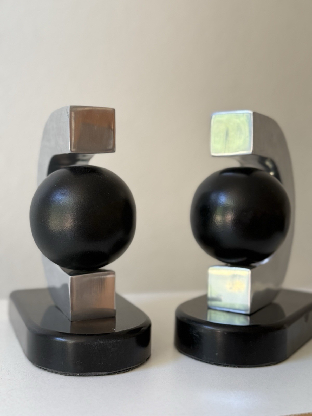 Donald Trump Home 2008 Bookends: Black Ball Orb Sculpture