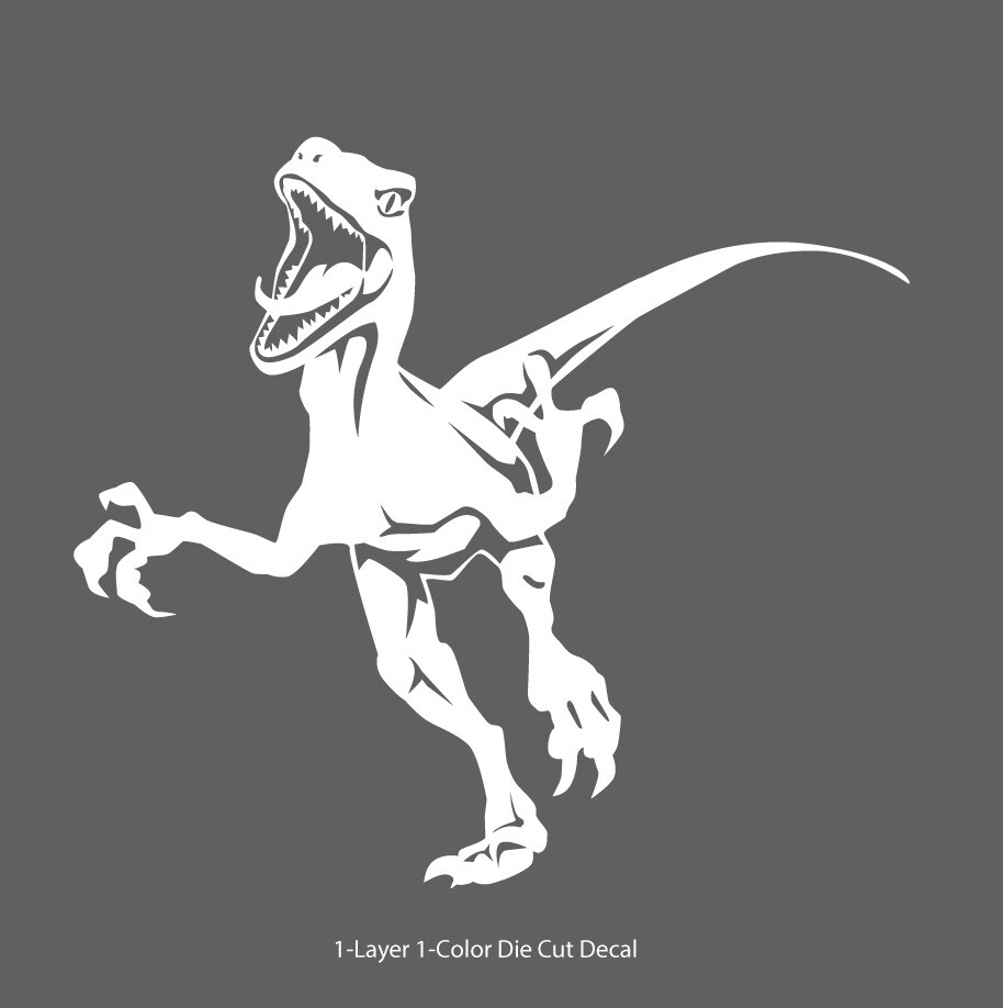 Dinosaur Velociraptor 5, Jurassic Period 4-21&Prime; wide Die Cut Vinyl Decal Sticker