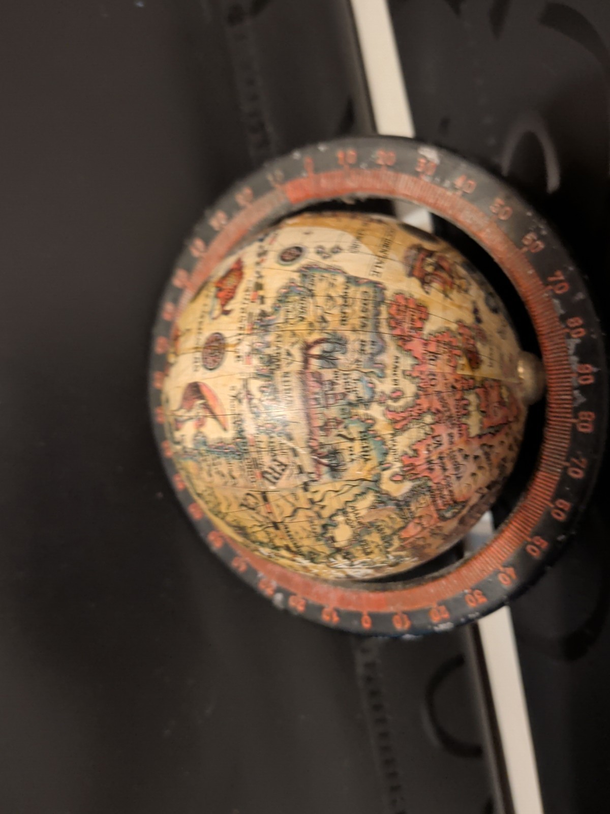 TARTARIAN Vintage Globe Rotating Multicolor Zodiac Base Antique Finish Missing