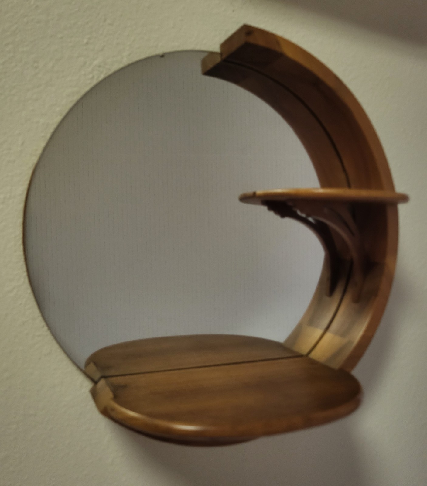 Vintage Scroll Products Co. Wall Mirror with Walnut 2/3 Frame & Shelves 12 Inch
