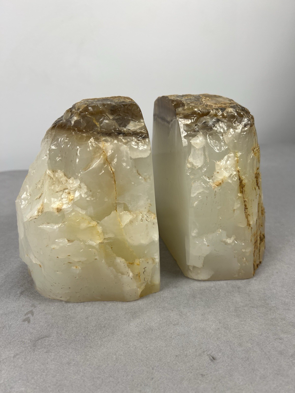 Natural Stone Onyx Heavy Bookends Set Of 2 Decorative 6.5” Polished Interior