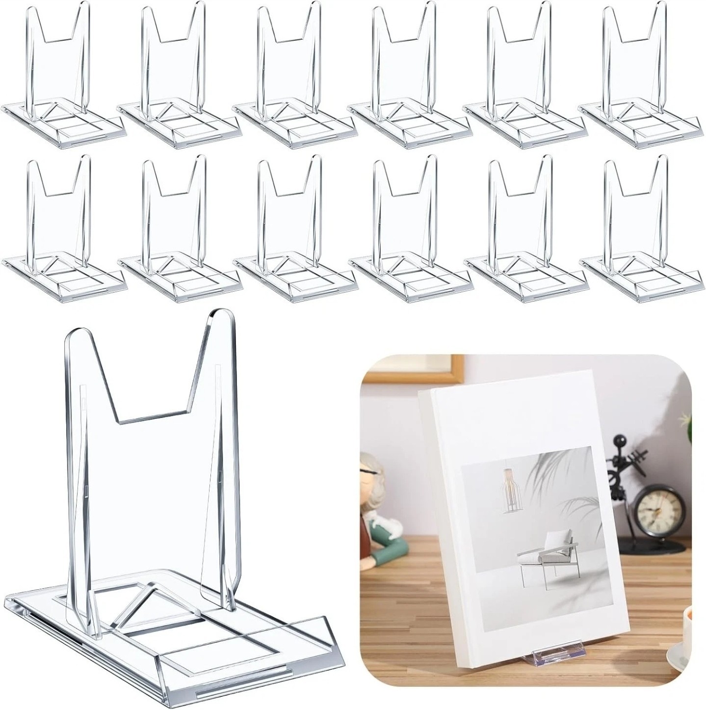 17 Pack Acrylic Comic / Book Stand for Display Adjustable Clear Display Easel
