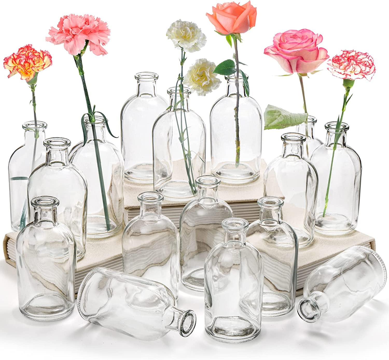 16 Pack Living Bud Vases Clear Glass Flower Vase 8 Oz Decorative Glass Bottles S