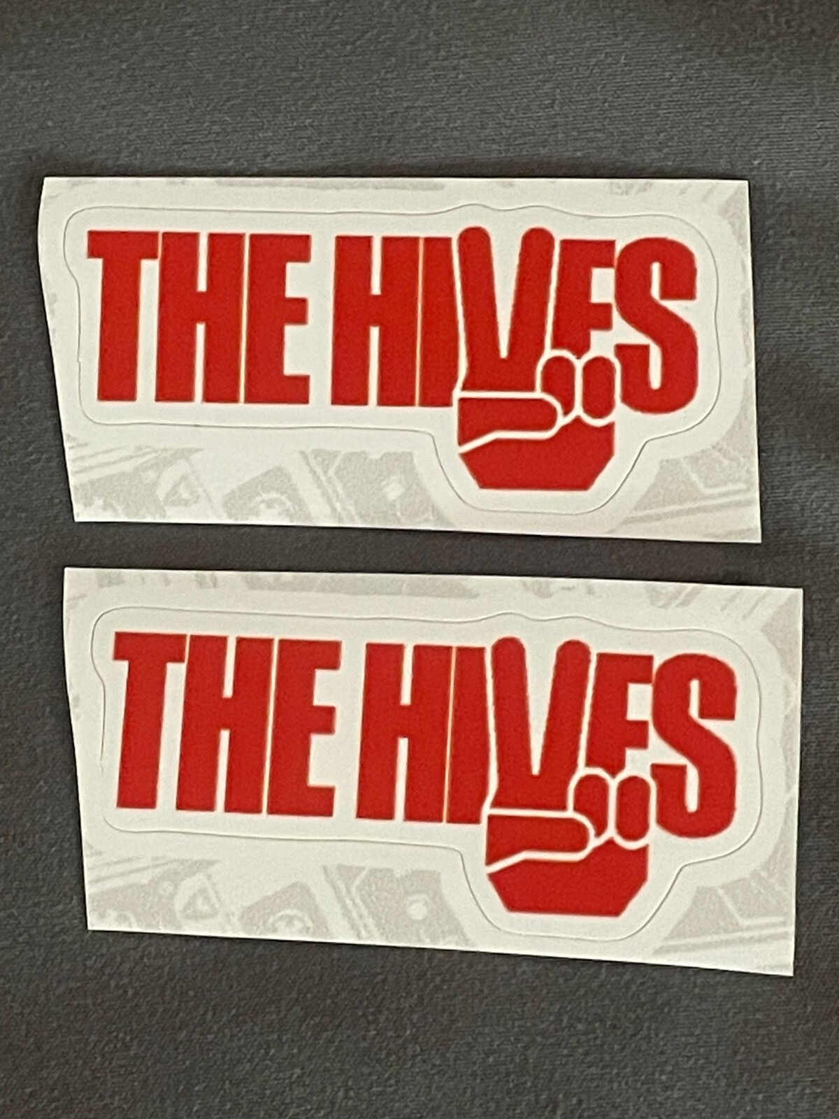 Lot (2) THE HIVES 1&Prime; x 2 1/4&Prime; Band Logo STICKERS Red White FAST! FREE SHIP!