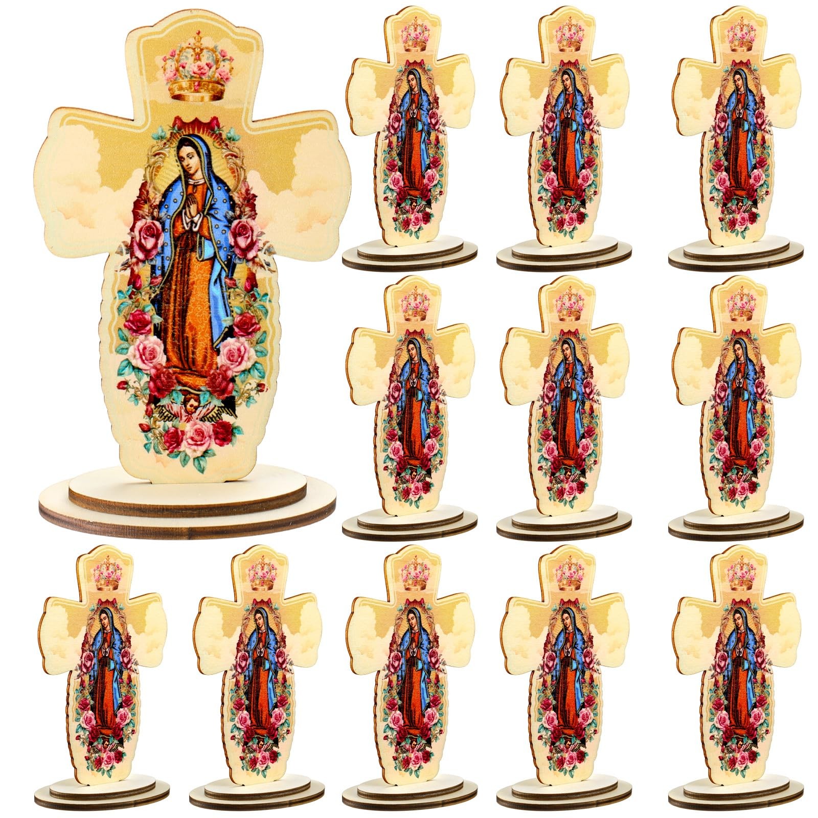 12 Pcs Virgen De Guadalupe Statue Bulk for Baptism Favor 6.5 » Religious Wood…
