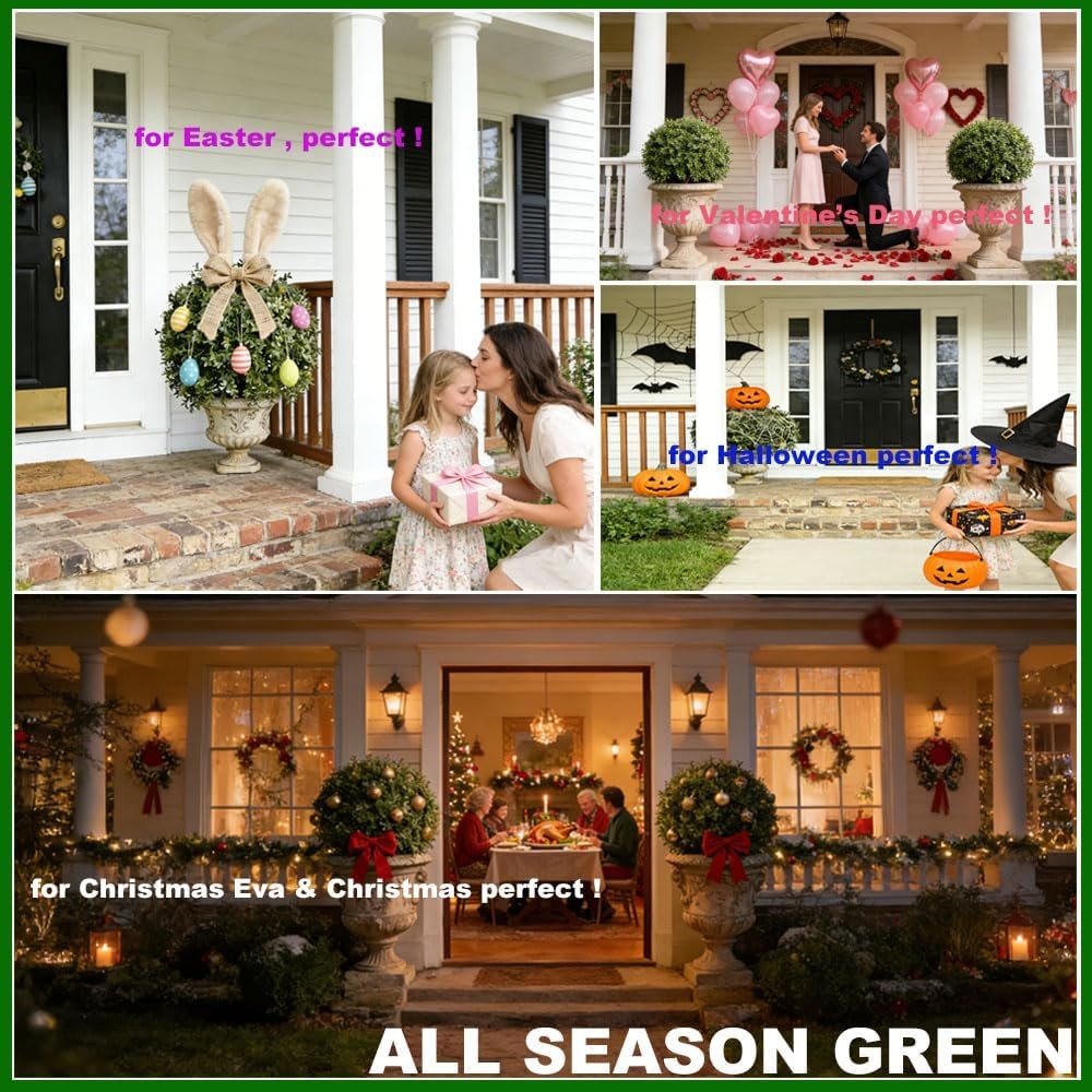 2&rsquo;T 18 »W Boxwood Ball Artificial Topiary Trees Potted Faux Outdoor Plants