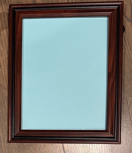 Wood picture frame, 10 1/2 x 13 with stand