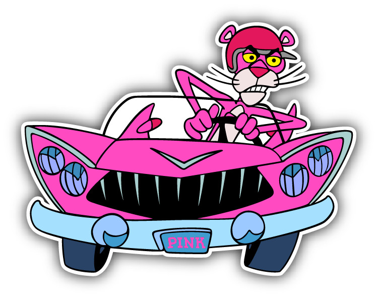 Pink Panther Car Cartoon Car Bumper Sticker Decal 5 » x 4 »