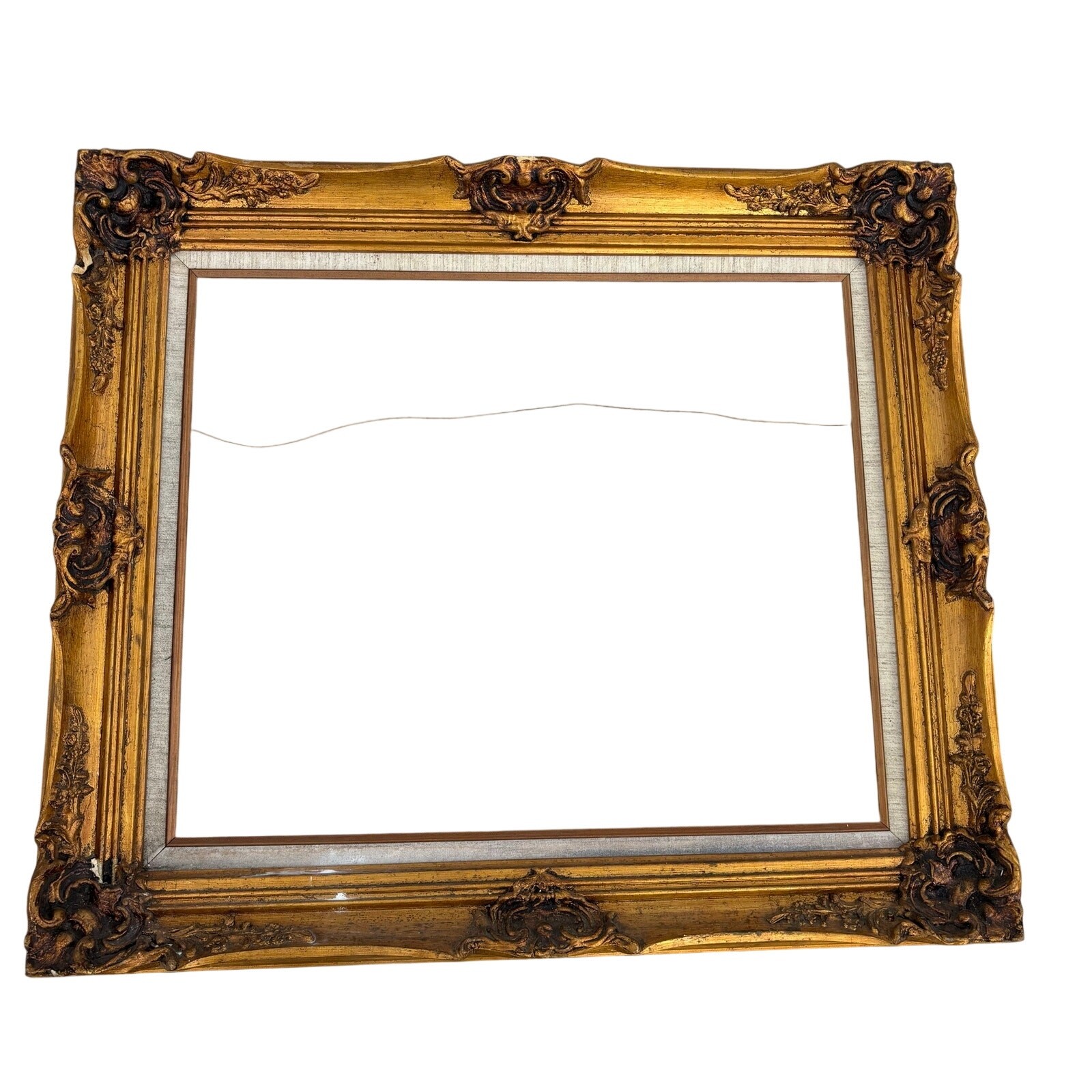 Vtg Antique Style Gold Tone Victorian Picture Frame Ornate Gesso Fits 20×24