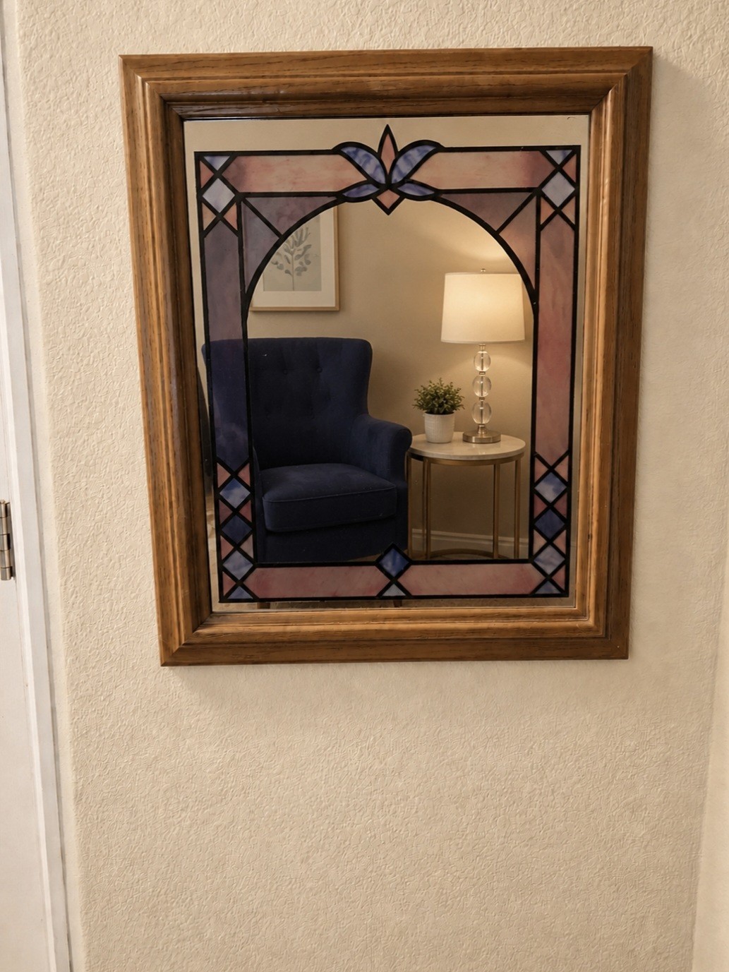 Vintage Faux Stained Glass Mirror Art Deco Style