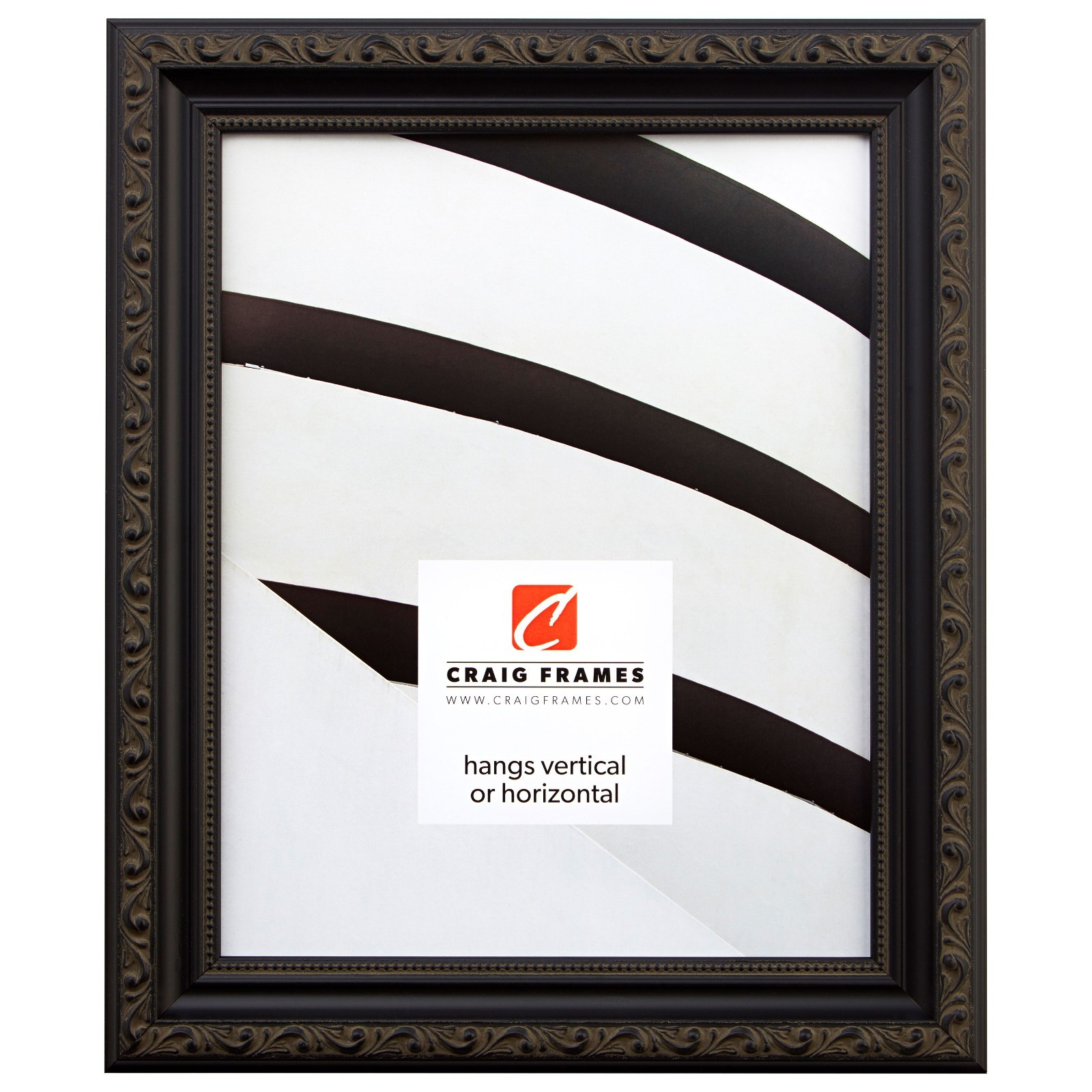 Craig Frames Ancien Ornate, 1.25&Prime; Antique Black Picture Frame