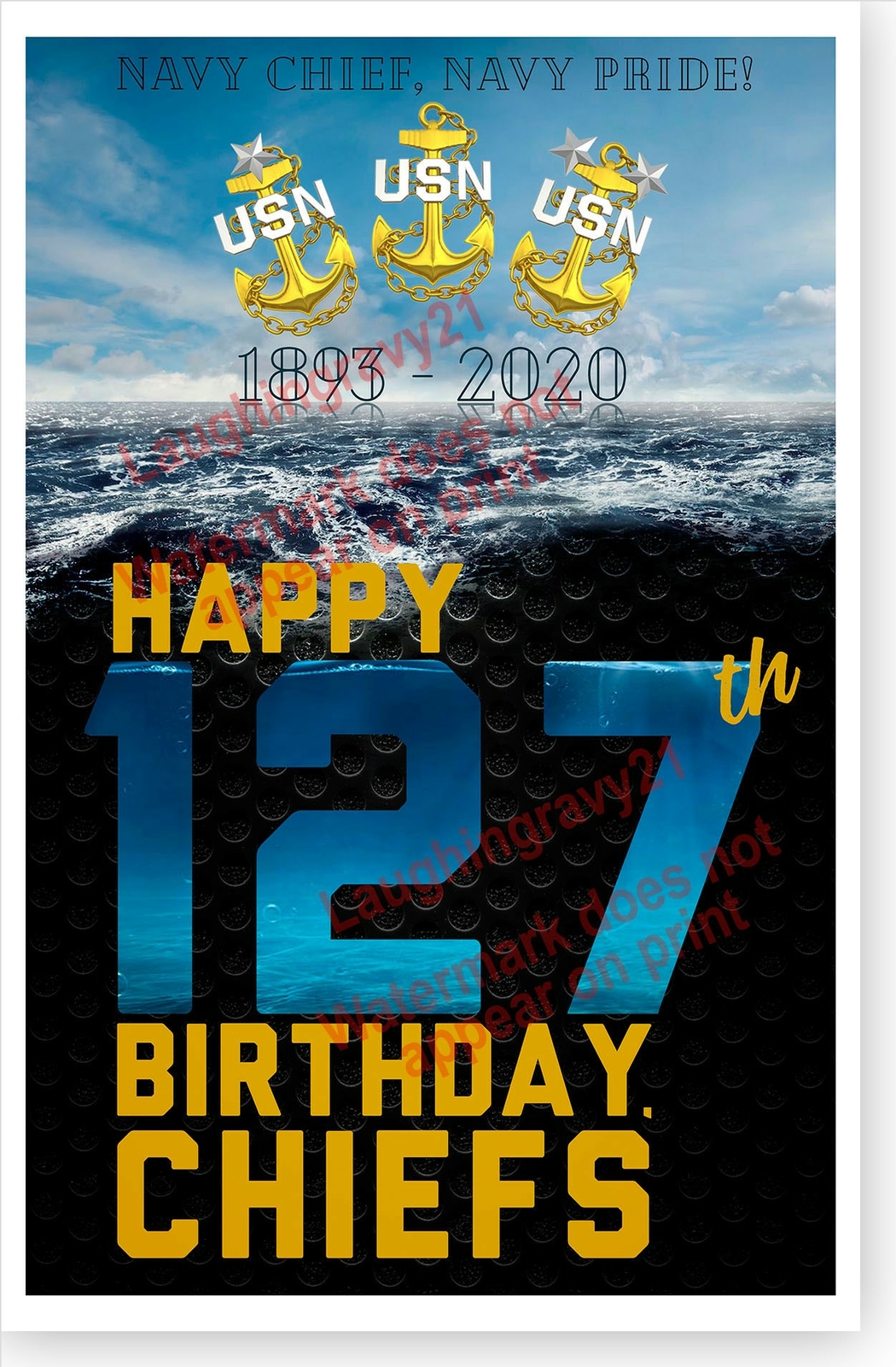 USN 2020 US Navy Chiefs Navy Pride 127th Birthday Poster