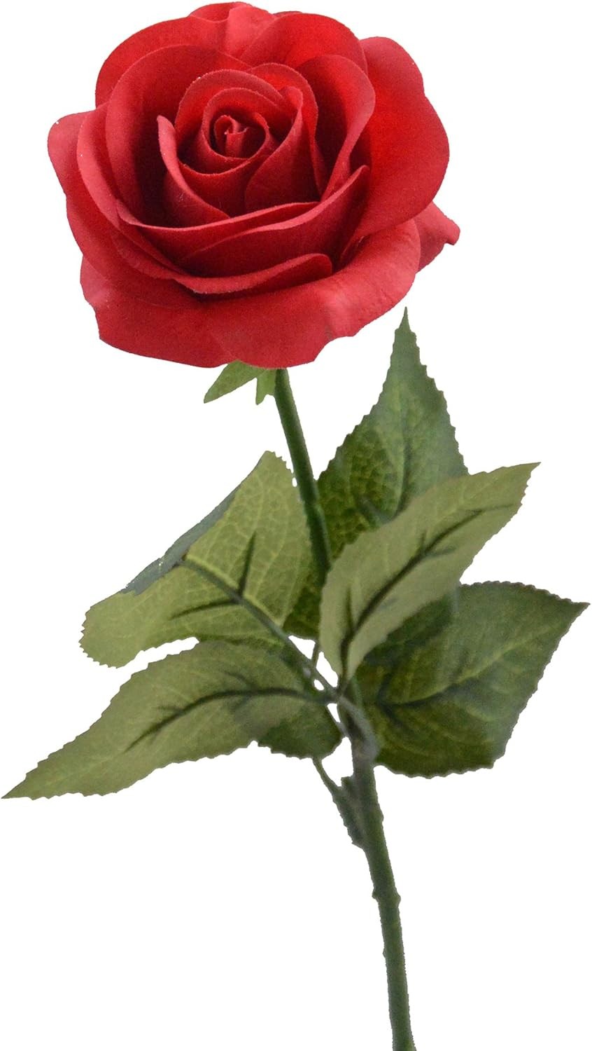 Red Rose Artificial Flowers, 1Pc 17&Prime; Single Red Rose for Valentine&rsquo;s Mother&rsquo;s Da