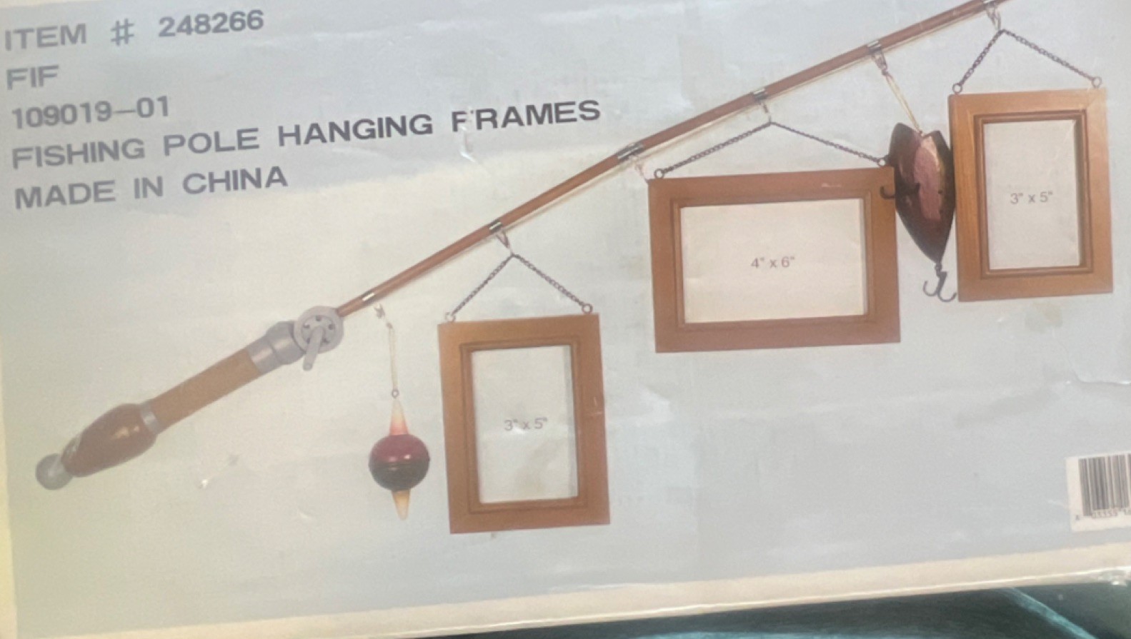 FIF Brown Hanging Photo Frame Rectangle 3 Capacity Fits 3×5 4×6 in Photos