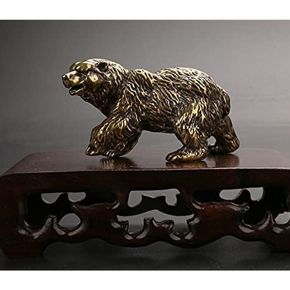 Solid Brass Bear Figurine Statue Animal Figurines Toy House Desktop Decoration