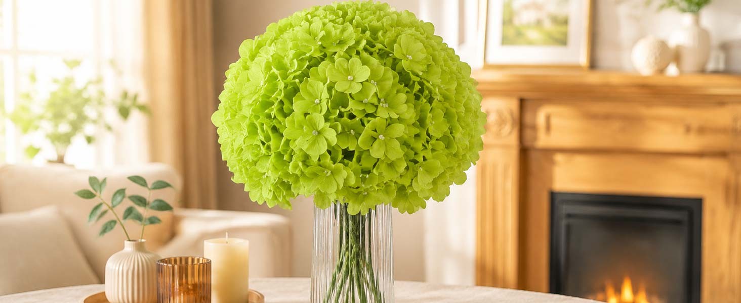 100Pcs Hydrangeas Artificial Flowers,Ivory Silk Fake Hydrangeas Flowers Heads