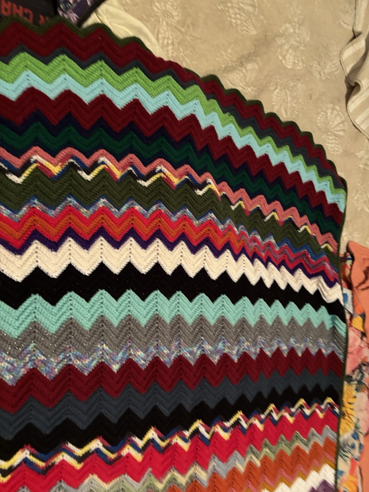 Afghan Blanket Chevron 56 x 42 Handmade