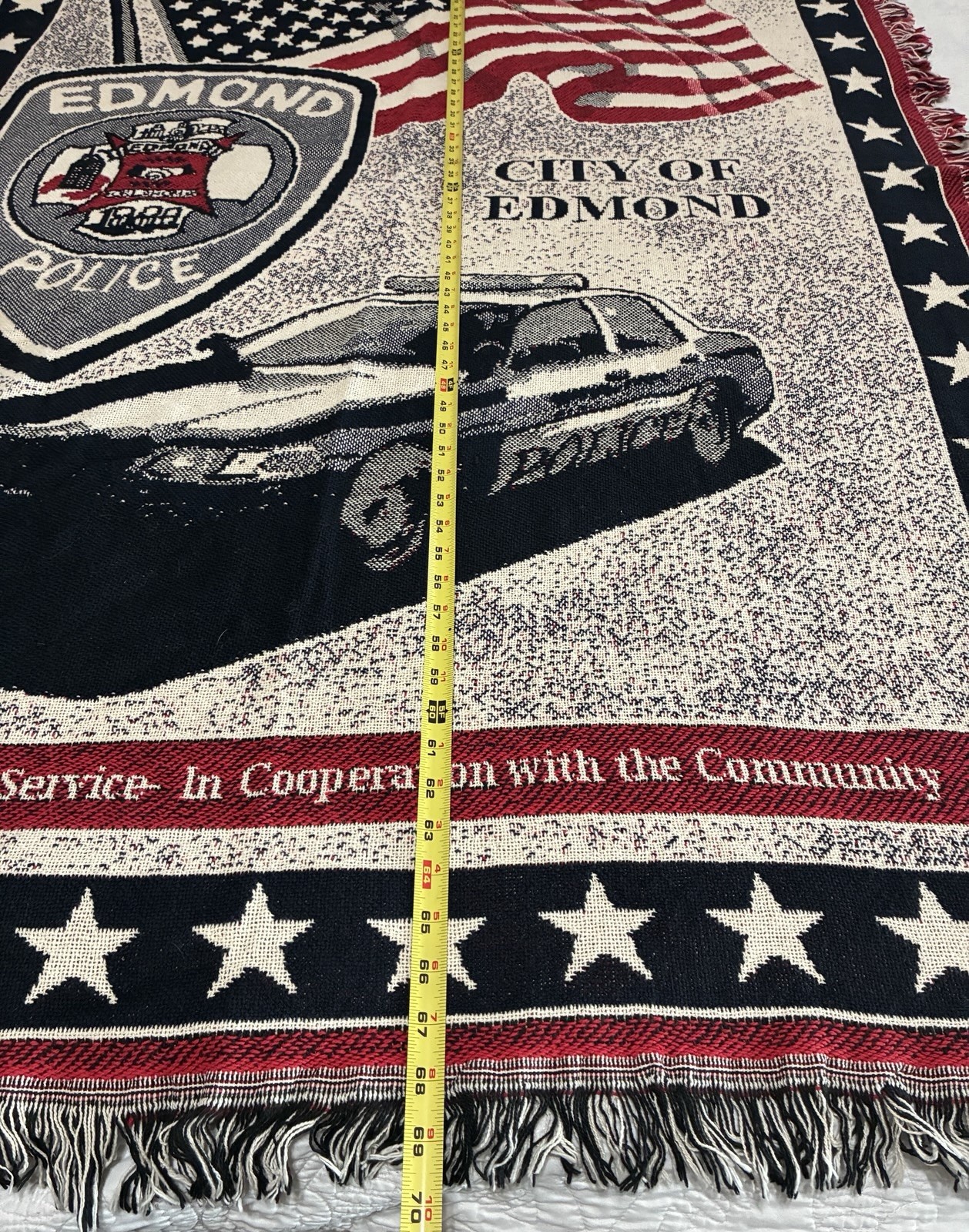 City Of Edmond Police Throw/ Tapestry To Protect And To Serve 70in X 47in