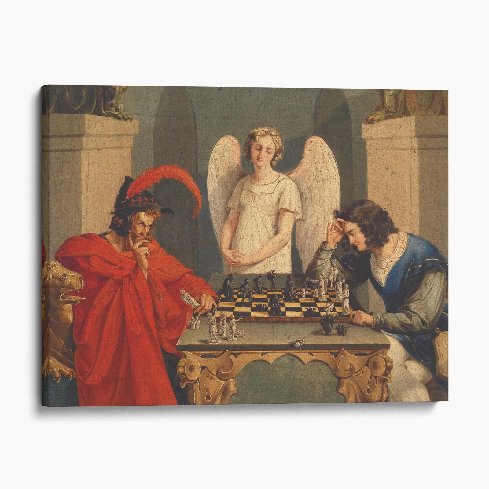 Faust And Mephistopheles Playing Chess Canvas Wall Art Print