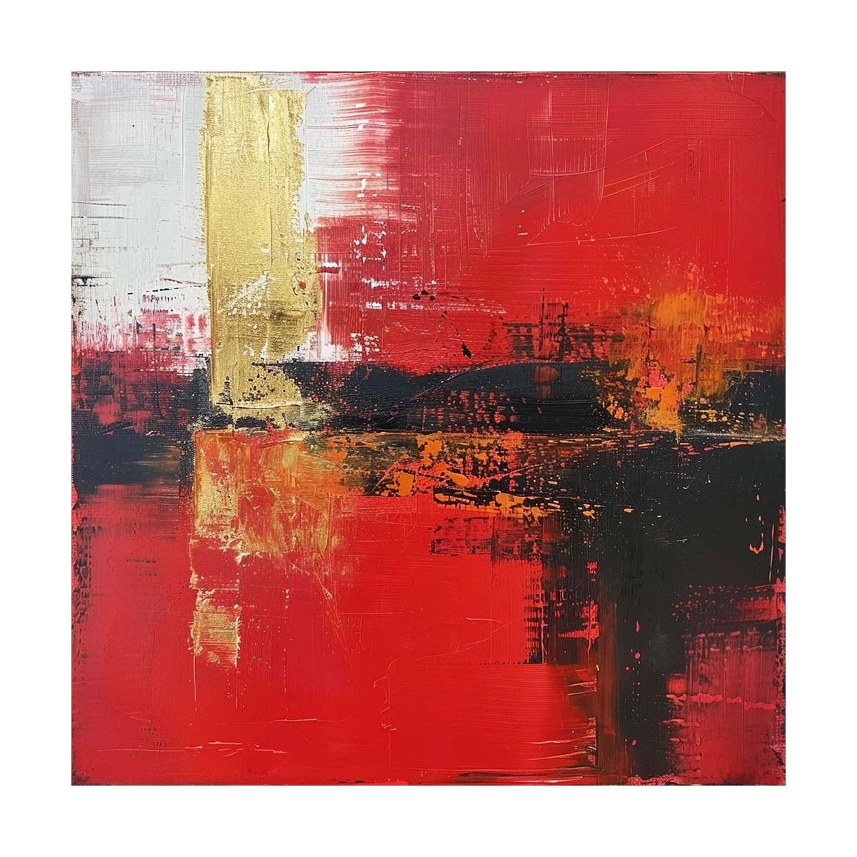 Red Hand Painted Abstract Oil Painting Home Decoration Wall Art Canvas Modern