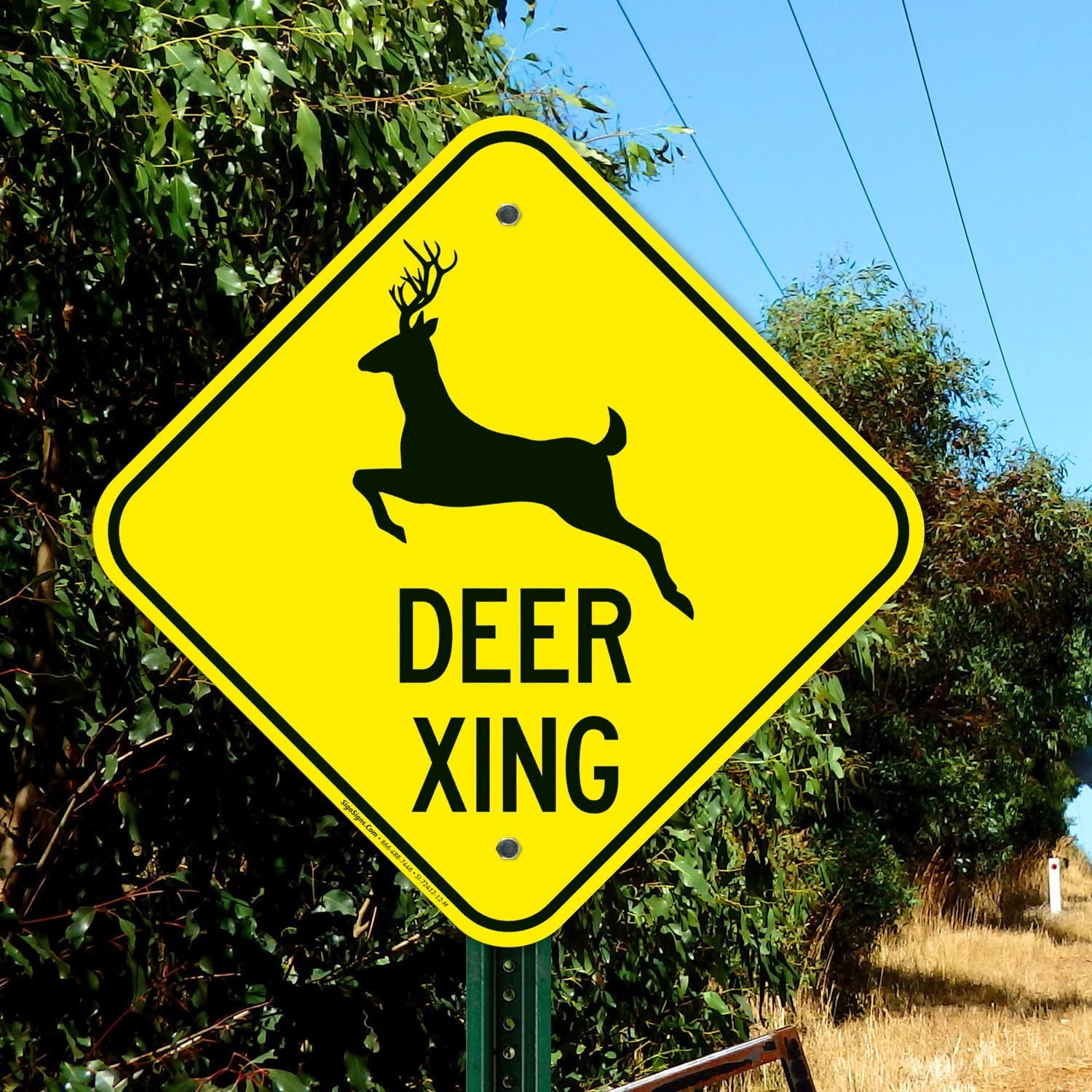 Deer Xing Sign 12&Prime;x12&Prime; Aluminum Crossing Warning – Rustproof & Fade-Resistant