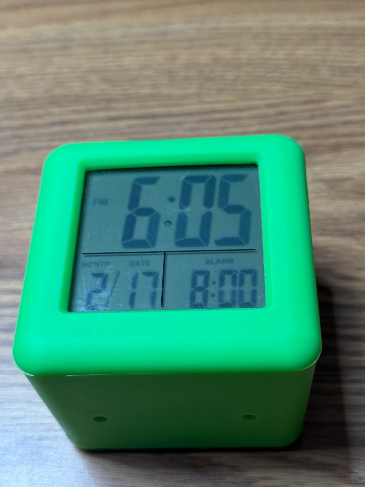 3x3x2.5 Cube Digital Alarm Clock in Green