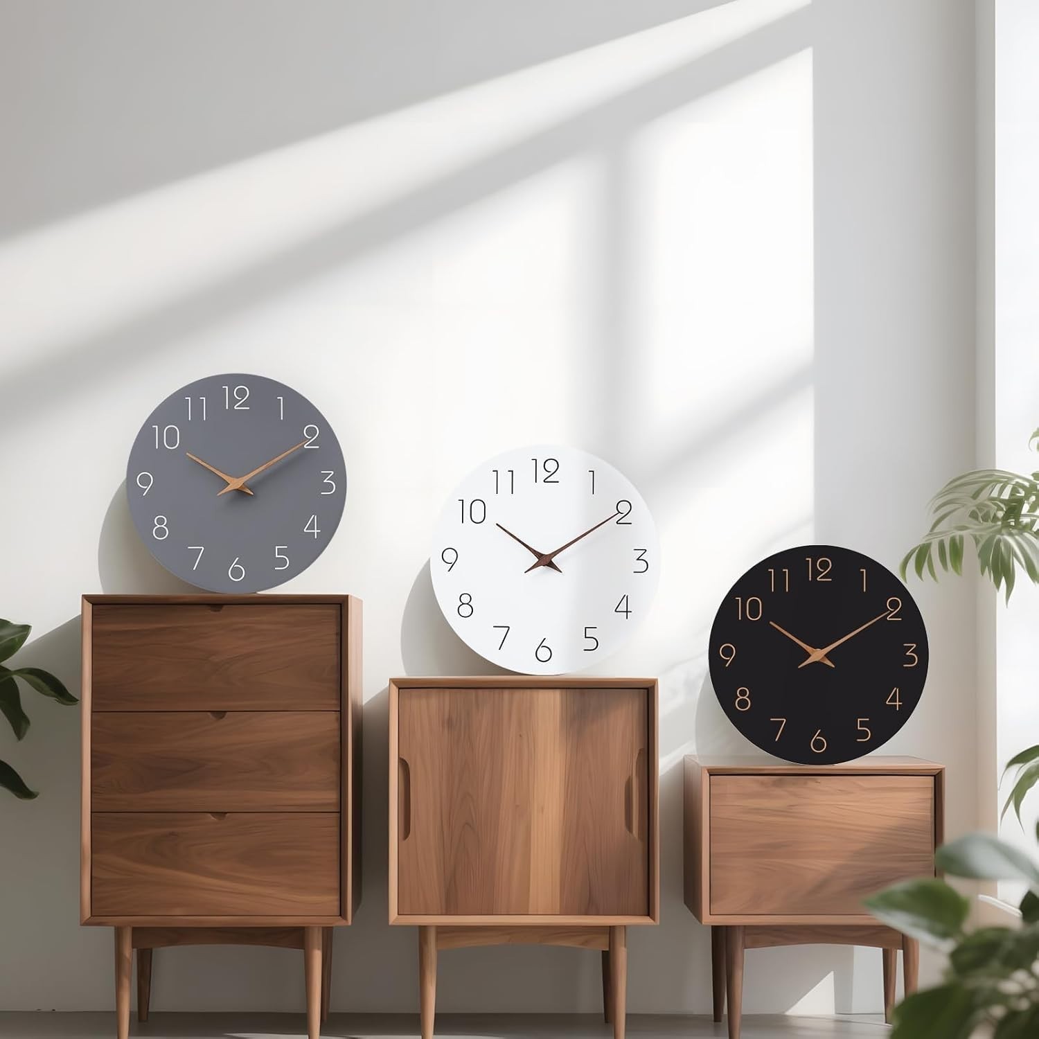 12-Inch Silent Wall Clock – Modern Battery Operated Wooden Design for Any Room