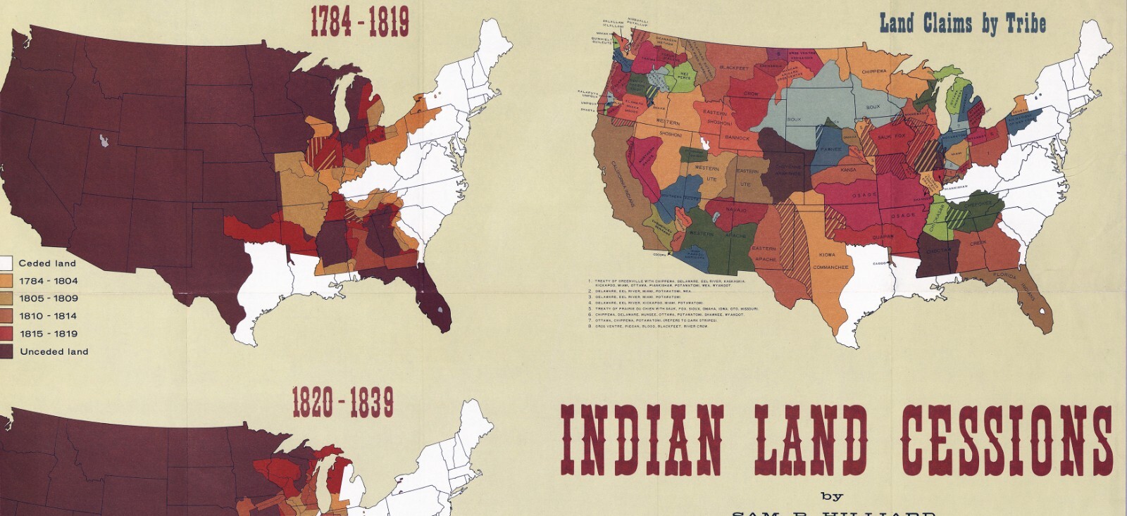 1972 Indian Land Cessions Map. Native American History Poster Home School Print