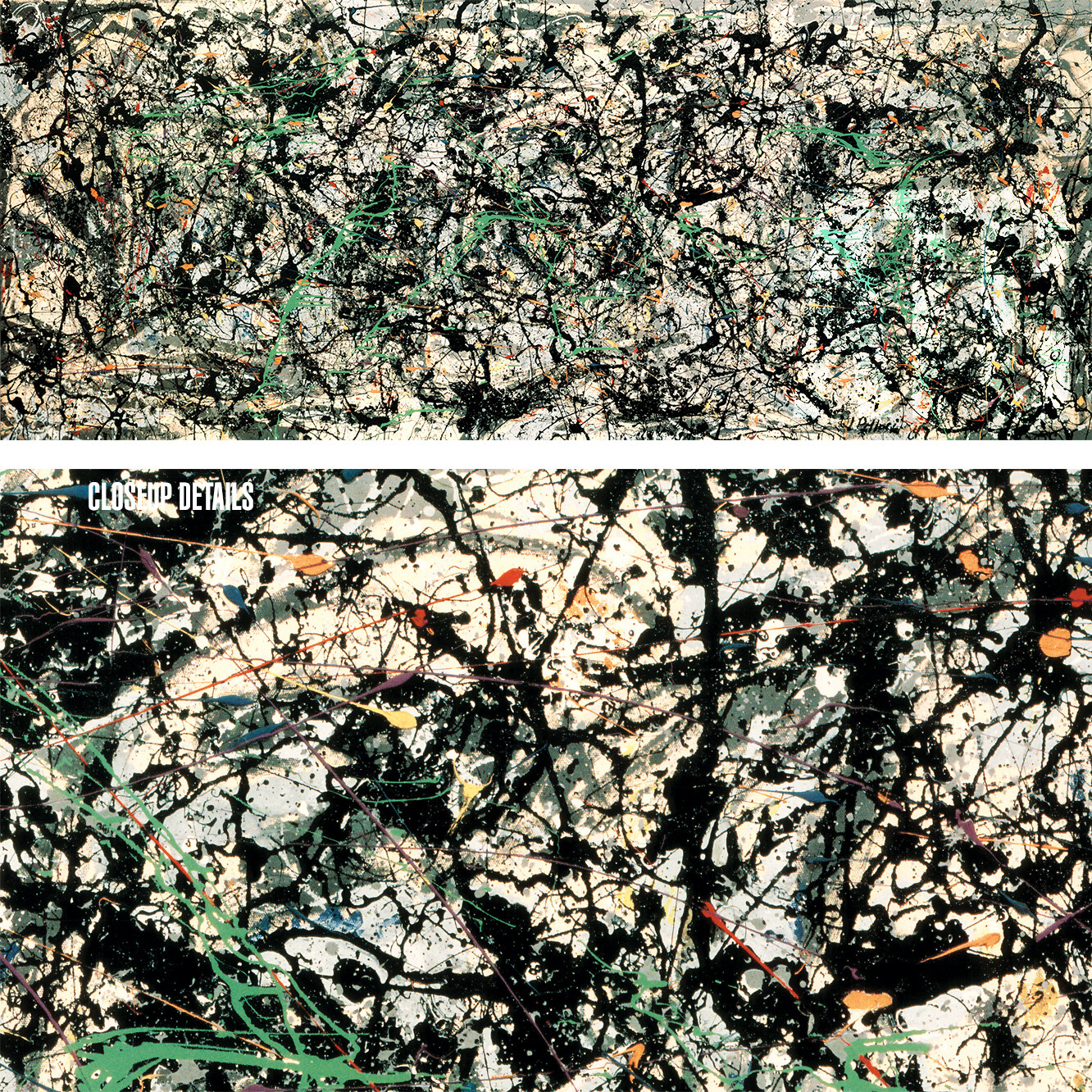 60W »x24H » LUCIFER 1947 by JACKSON POLLOCK DRIP SPLATTER Repro CHOICES of CANVAS