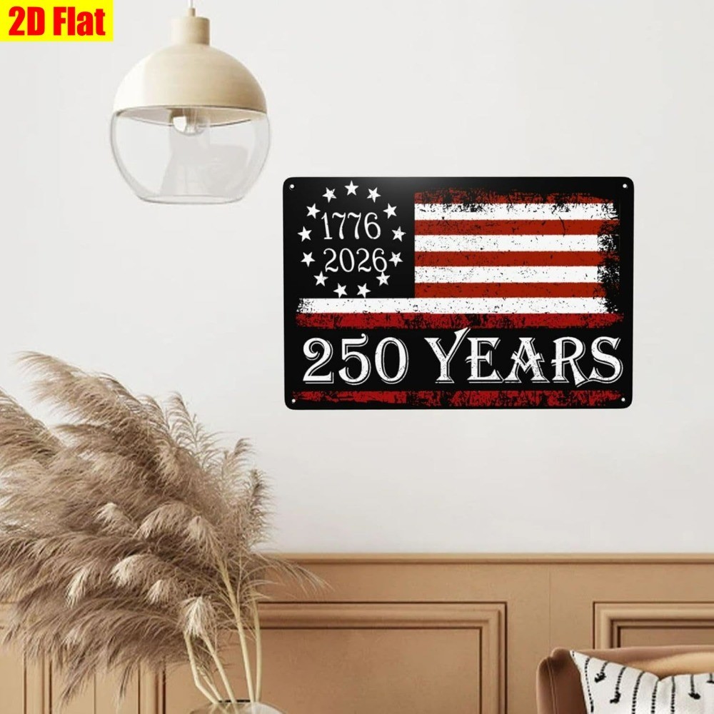 Vintage USA 250th Anniversary Metal Sign Patriotic Home Wall Art Decoration Gift