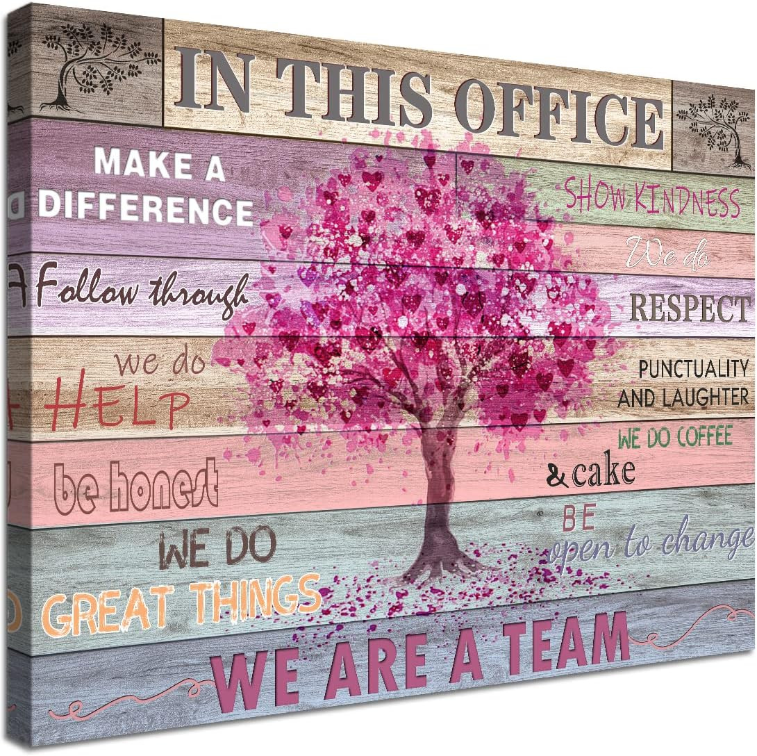 Pink Inspirational Wall Art Office Women Motivational Quotes Phrases 16X24Inch