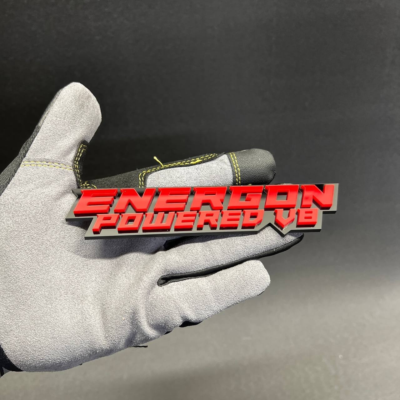 1x ENERGON POWERED V8 Custom Text 3D Acrylic Car Emblem Badge Multicolor Decal
