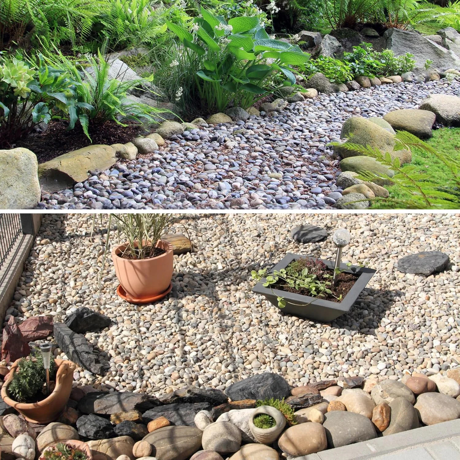 20lbs Large River Rocks for Landscaping, 2-3 Inch Big Black Pebbles, Hand-Picked
