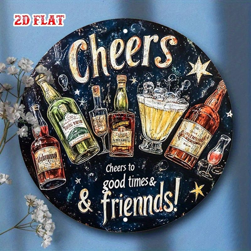 Cheers Good Times Friends Metal Sign Vintage Bar Pub Wall Decoration Tin Art